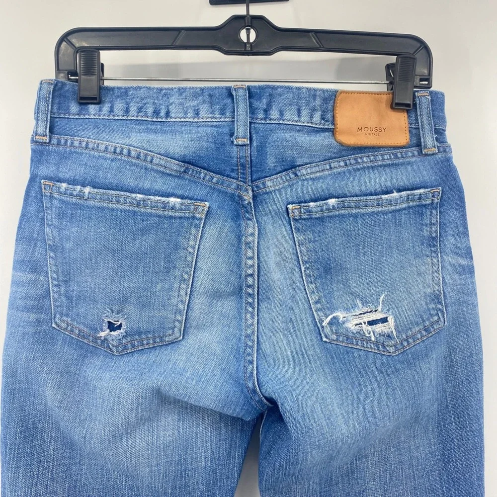 Moussy Vintage Jeans Womens‎ 27 Blue Distressed Raw Hem Tapered Made in Japan